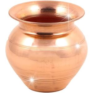 Copper Kalash for Pooja Worship Temple Home | Small Size Copper Lota for Puja | Tambe Ka Lota for Drinking Water (2.8 Inch Height, 3.1 Inch Length) - 64 GMS