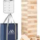 Giant Tumble Tower Games for Kids and Adults 57 Blocks New Zealand Pine Wooden Blocks Stacking to Over 4.2FT Family Games for Indoors Outdoors Yard Games for Family