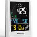 Newentor CO2 Monitor, Indoor Air Quality Meters, Carbon Dioxide Detector with Voice Alert, Large Display CO2 Tester, Temperature Humidity Sensor, Alarm Clock for Home, RV, Grow Tents, White (Pack of 1)