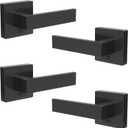 Dummy Door Handles Interior - Pack of 4, Matte Black Door Handle Single Side Lever for Closet & French Doors | Ambidextrous Square Design, Powder Coated Non-Turning and Non-Locking Handle (Dummy with Screws)