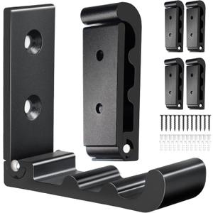 OHIYO 6 PCS Heavy Duty Folding Wall Hooks, Sturdy Black Wall Mounted Hooks for Coats, Towels, Backpacks, Bags, Space Saving Wave Design for Living Room, Bedroom Organization
