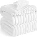 Bedsure GentleSoft Queen Blanket for Couch - Cozy Soft Blankets for Women, Cute Small Fleece Throws for Girls, Bright White, 90x90 Inches