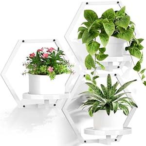 3 Packs Wall Planters for Indoor Plants, JOPBENG 7.9inch Metal Wall Plant Holder Hanger Wall Decor, Wall-Mounted Hanging Planters Window Plant Shelves Outdoor(White)