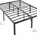 Amazon Basics Heavy-Duty Non-Slip Bed Frame with Steel Slats, 18" Height for Storage Space, Sturdy Support for Mattress, Easy Assembly, Queen, Black