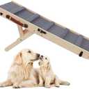 Rockever Dog Ramp, Folding Dog Ramp, Wooden Non-Slip Dog ramp for Couch for Small Medium Old Dogs, Adjustable from 11" to 14" 3 Levels Pet Ramp for Couch, Bed, Car
