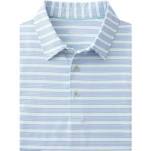 Rouen Men's Polo Shirts Short Sleeve Dry Fit Performance Wicking Moisture Causal Striped Collared Golf Shirts for Men (Blue, S)