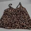 Yonique Womens Blouson Tankini Top No Bottom Loose Fit Swim Top Modest Tank Top (Large, Leopard)