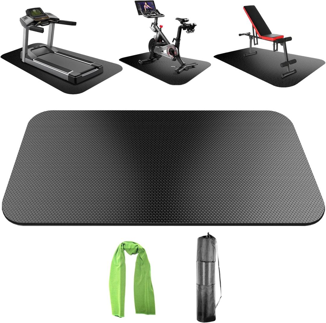 Bike Mat,Treadmill Mat,For Walking Pad,Elliptical,Exercise Bikes, Stationary Cycles,Spin Bike,Under Exercise Bike Trainer Pad for Indoor Stationary Gym Fitness Equipment Hardwood Floor Protector (Small - 47.3" x 23.6")