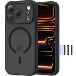 2 x Compatible with iPhone 17 Pro Case 6.3" [Compatible with Mag-Safe][Camera Control Button][Camera Protection] Military Grade Shockproof Translucent Magnetic iPhone 17 Pro Phone Case, Black
