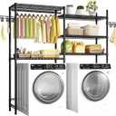 Ulif 65.3" W x 13.4" D x 77.5" H Clothes Drying Rack, 5 Tiers Over Washer and Dryer Laundry Room Storage and Organizer, Heavy-Duty Space Saver, Black