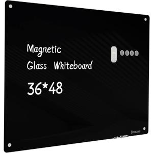 Magnetic Glass Blackboard - Frameless Dry Erase Board 48"x36" for Office, School & Home