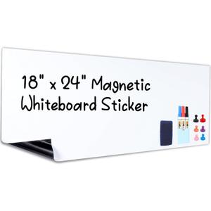 HAMIGAR Magnetic Whiteboard Contact Paper 18" x 24" Dry Erase White Board Sticker for Wall Stick on White Board Peel and Stick Wallpaper Adhesive Poster with Marker, Magnetic Eraser and Magnets