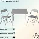 Heritage Kids Grey Kids Activity Table and Chair Set,3-Piece Furniture Set with 1 Square Table & 2 Folding Chairs, Playroom Table Set for Ages 3+, 24"L x 24"W x 18.5"H