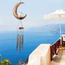 Moon Wind Chimes Solar Outdoor, Mother's Day Wind Chime Gift for Mom, Women, Grandma, Garden Courty ard Lawn Decor, Thanksgiving Gifts, Moon Gifts, Wind Chimes for Outside