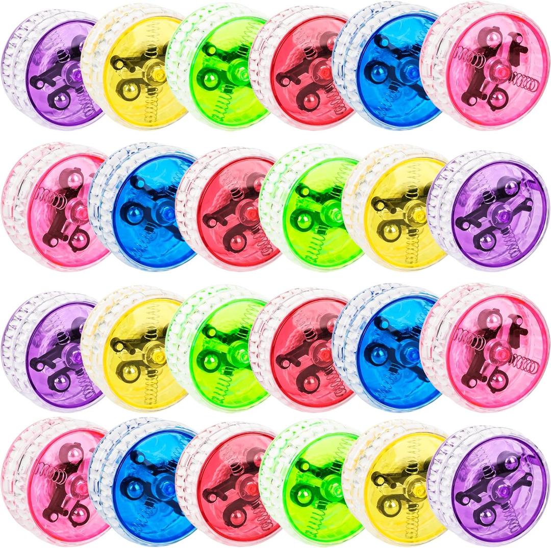24 Pack Led Light up Yo Yo Colorful Beginner Yo Yo Ball Light up Responsive Ball for Kids Birthday Party Goodie Bag Fillers Classroom Rewards, 6 Colors