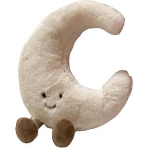 OUKEYI Amuseable Sun Moon Plush Toy,Soft Sun Plush Stuffed Toy, Bedside Sofa Pillows, Used for Home Decoration as Birthday Gifts for Children and Girls (Moon)