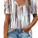 XIEERDUO Womens Summer Shirt V Neck Casual Tshirts Puff Sleeve Tops for Women Solid Color XS-3XL (White, S)