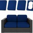 hyha 4Pcs Patio Cushion Covers, Stretch Outdoor Couch Cushion Covers Replacement, Washable Outdoor Chair/Sofa Slipcovers for Patio Furniture Cushions Protector with Elastic Bottom(Navy,Cover Only)