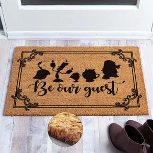 Funny 'Be Our Guest' Welcome Mat - Personalized Monogrammed Coconut Coir Doormat, 23.6 x 15.7 inch, Non-Slip Outdoor Rug for Porch & Entrance Way