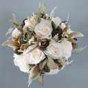 Wedding Bouquet Artificial Roses Flower Bride Bridal Bouquets Handmade Silk Creamy Flower Wedding Bridal Bouquets for Church Party Home Decoration