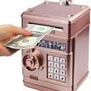 Piggy Bank for Kids, ATM Electronic Password Cash Coin Bank, Money Saving Box for Kids, Boys Girls Birthday Gift (New Rose Gold)