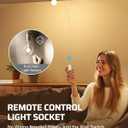 DEWENWILS Remote Control Light Socket, Wireless Light Switch for Pull Chain Light Lamp Fixtures, 100FT Range, No Wiring Needed, ETL Listed(1 Wall Mounted Controller+1 Bulb Base, Shorter Version)