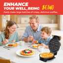 Waffle Maker, 7 Round Classic Belgian Waffle Iron, Adjustable Browning Control, Easy-Clean Nonstick Plates & Cool Touch Handle, Space Saving Storage, Stainless Steel