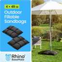 Rhino BaseMate Umbrella Base Weights 4-Pack Fillable Sand Bags for Umbrella Base & Patio Stand | Durable Weatherproof Sandbag Weights for Outdoor Umbrellas, Arched Design, Holds Up to 49 lbs Each