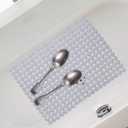 2Pack Kitchen Sink Mat for Stainless Steel/Ceramic Sinks, PVC Eco-friendly Protectors for Bottom of Kitchen Sink, Adjustable, Fast Draining, Dots Design, 11.8x15.7 (Clear)