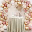 Hahuho 50 inch Round Sequin Tablecloth Champagne, Glitter Tablecloth for Bridal Shower Decorations, Birthday, Wedding, Dessert, Banquet50 inch Round, Champagne