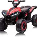 GarveeLife 12V Kids Ride On ATV, 4 Wheeler Electric Vehicle for Kids 3-8 Toddler Battery Powered Toy Car for Boys Girls with Remote Control, LED Lights, Soft Start, Treaded Tires, Music, Red