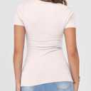 ANRABESS Women Short Sleeve Crewneck Ribbed Knit Slim Fitted Shirts Summer Tops Basic Tee Casual 2026 Spring Outfits Clothes (Beige, S)