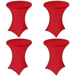 4 Pack Spandex Stretch Tablecloth - 32x43 Inch Square Corners, Fitted High Top Table Cloth for Cocktail, Bar, Weddings, Birthday, Banquet, Outdoor Party (Red)