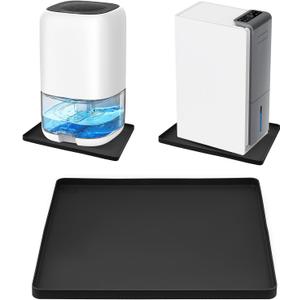 Dehumidifier Drip Pan, 18''x15'' Humidifier Drip Pan, Prevent Water Leakage and Protect Floor & Carpet, Non-Slip & Leak-Proof Silicone Mat with Raised Edge, for Under Dehumidifier and Humidifier Mat (Black)