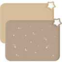 Moonkie Silicone Placemats for Baby & Kid, Stain-Proof Non-Slip Toddler Food Mats Eating Table Mat with 2 Packs (Warm Taupe/Apricot)