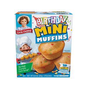 Little Debbie Birthday Cake Mini Muffins, 5 Pouches, 8.44 OZ Box (8.44 Ounce (Pack of 1)) BB Date Not Found 