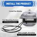 YZF18-25 Fan Motor, 18W 120V 1.01A 60Hz 1550RPM Shaded Pole Condenser Fan AC Motor, Replace Parts YZF10-20 YZF6-13 W0301905 for Refrigeration Equipment Radiator Evaporator, Small Ventilation Equipment