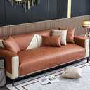 vctops Vintage Leather Look Sofa Cover Water Resistant Non-Slip Sectional Couch Cover Sofa Slipcover for Dogs, Children, Pets Furniture Protector (Coffee,28"x59")