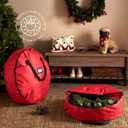 ZOBER 2 Pack Oxford Christmas Wreath Storage Container 30 Inch - Wreath Bag for Artificial Wreaths Box - Waterproof Fabric, Dual Zippered Wreaths Storage Bag With Strong Durable Handles - Red