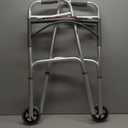 Drive Medical 10210-1 2-Button Folding Walker with Wheels, Rolling Walker, Front Wheel Walker, Lightweight Walkers for Seniors and Adults Weighing Up To 350 Pounds, Adjustable Height, Silver