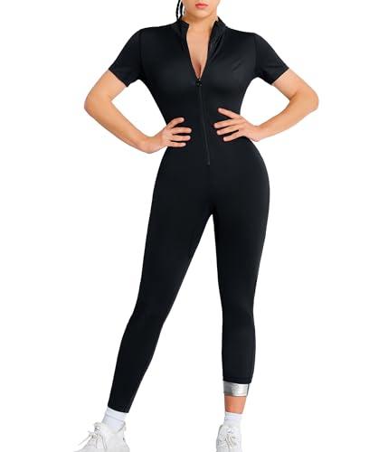 Junlan Sauna Suit Women Full Body Sauna Sweat Suit (Silver,2X-Large)