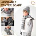 Kids Winter Hat Gloves Scarf Socks Set 4Pcs, Toddler Pom Beanie Warm Knit Scarf Fleece Mittens Socks for Girls Boys Aged 3-8 (Gray)