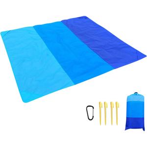 Beach Blanket Waterproof Oversized 78" x 82" Lightweight Quick Drying Picnic Mat for 1-7 Adults Sandproof Beach Mat for Outdoor Travel, Camping, Hiking (Blue)