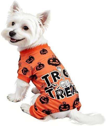Dog Christmas Pajamas Soft Christmas Dog Clothes Xmas Dogs Pjs Onesie with Feet Puppy Pajamas for Small Medium Dogs Boy Girl Pet Thanksgiving Costume Apparel(Orange, L)