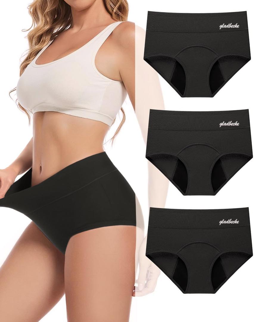 Period Underwear for Women Heavy Flow – Leakproof Cotton Menstrual Panties 3 Pack (Runs small. Size up)