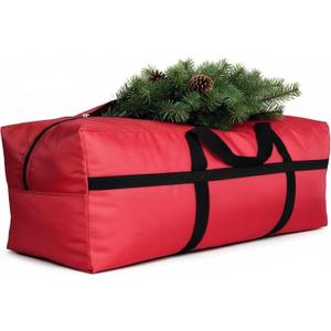 Extra Large Storage Duffle Bag with Zippers and Handles, Big Foldable Duffle Bag for Travel (Medium-31.5"(L) X 11.8"(W) X 16.5"(H), Red)