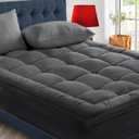 CYMULA Mattress Topper Queen Size - Extra Thick Cooling Mattress Pad Cover for Back Pain - Soft Mattress Protector Firm Bed Topper Pillow Top with 8-21 Inch Deep Pocket 3D Snow Down Alternative Fill (Grey)