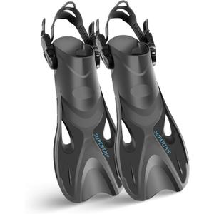 Supertrip Snorkel Fins Flipper Diving Fins Adjustable Buckles Open Heel Swim fins Adult Men Womens Youth  Lightweight Travel Fins for Ocean, Beach & Pool