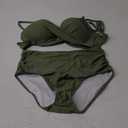 Aqua Eve Women Underwire Bikini High Waisted Bathing Suit Tummy Control Two Piece Swimsuit (Large, Olive Green)