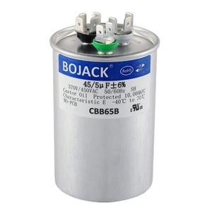 BOJACK 45+5 uF 45/5 MFD 6% 370V/440VAC CBB65 Dual Run Circular Start Capacitor for AC Motor Run or Fan Start or Condenser Straight BOJACK 45+5 uF 45/5 MFD 6% 370V/440VAC CBB65 Dual Run Circular Start Capacitor for AC Motor Run or Fan Start or Condenser Straight